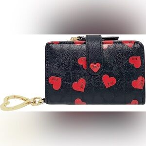 LAST CHANCE Juicy Couture Tab Card Case Wallet with Keyring Heart Liquorice Red
